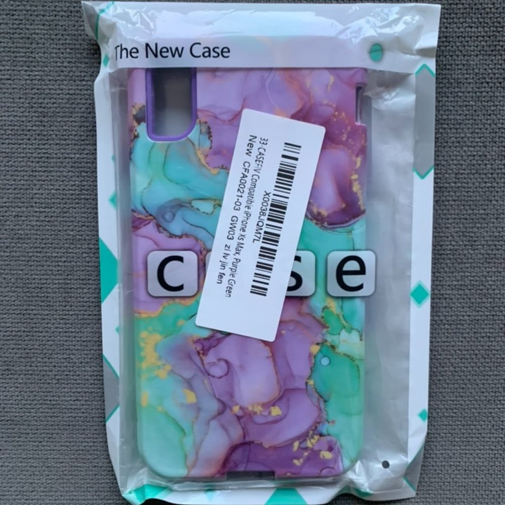 iphone Xs Max Case Marble green and purple pattern